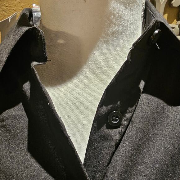 By Design S Black Puff Sleeve Button Up Embroidered Top NWT Poplin Holiday Chic - Picture 10 of 11